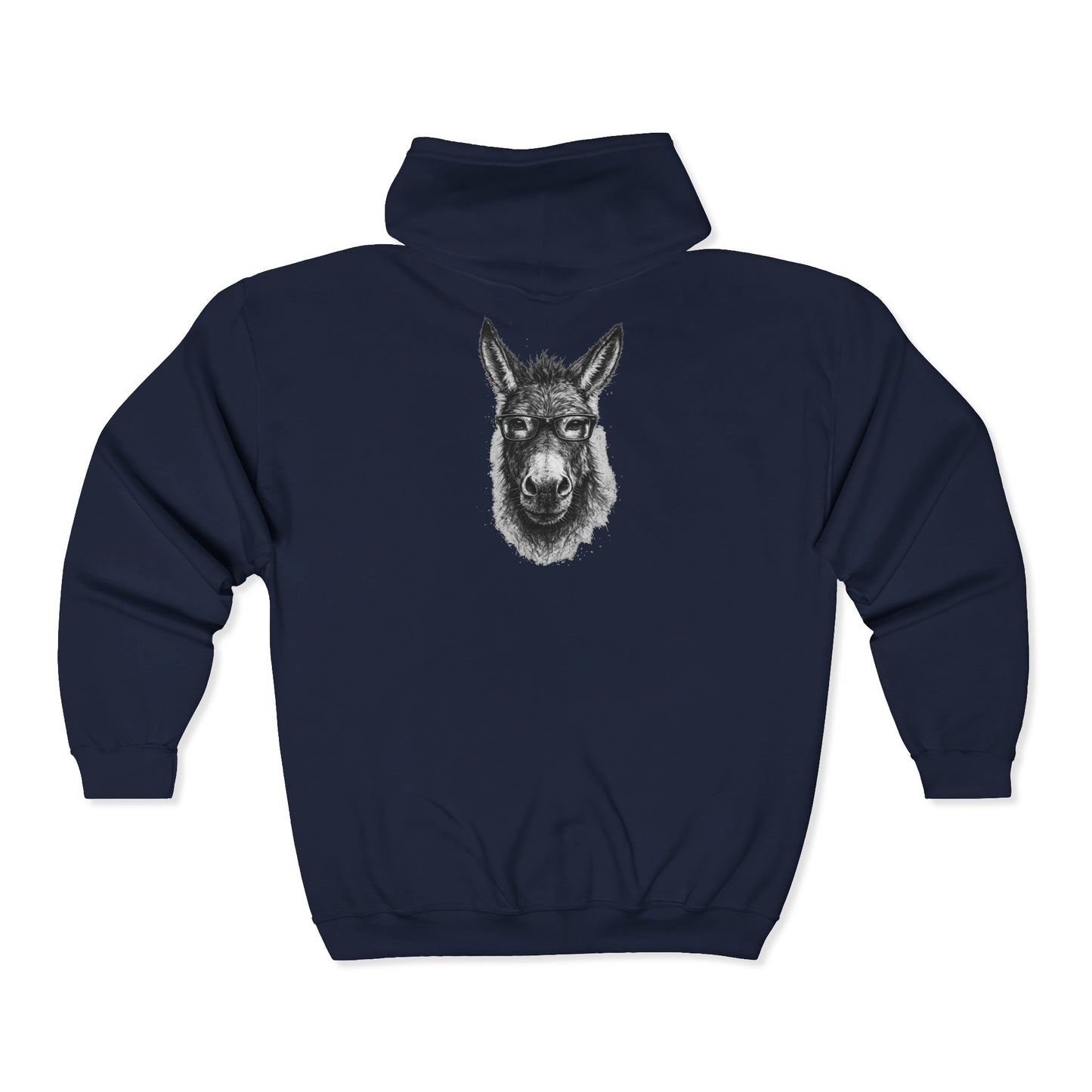 Llama Portrait Zip Hoodie — Realistic Llama Face Full-Zip Sweatshirt