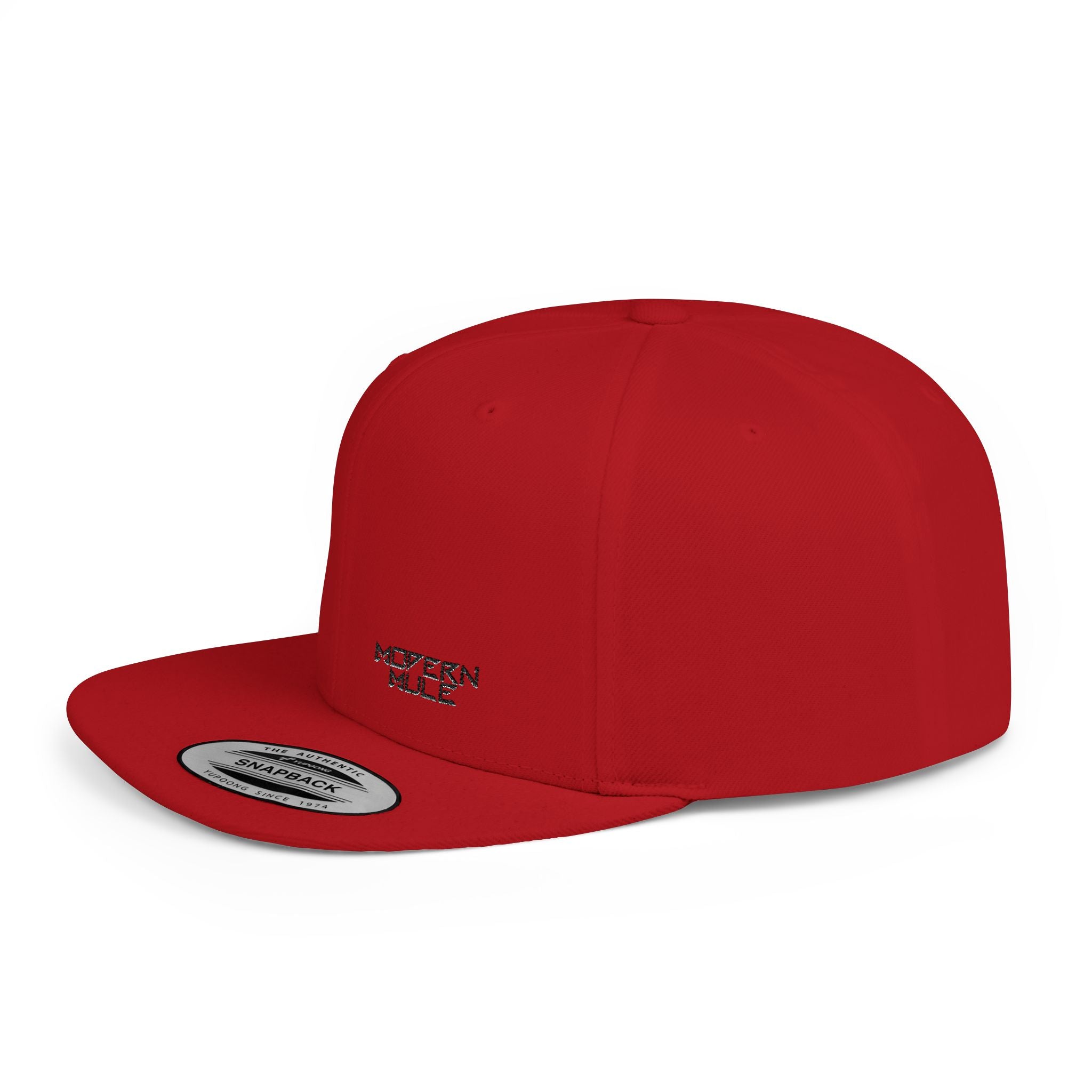 Modern Mule Flat Bill Snapback Hat — Minimal Embroidered Streetwear Cap