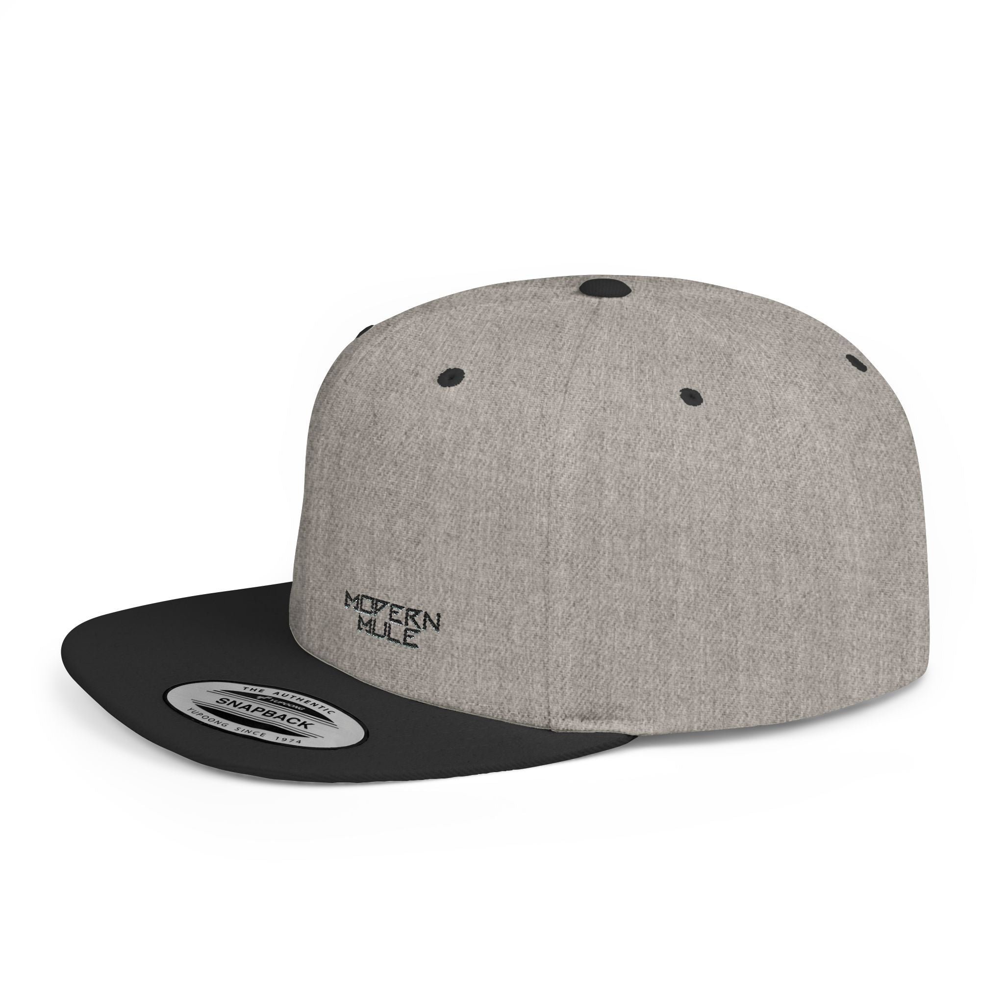 Modern Mule Flat Bill Snapback Hat — Minimal Embroidered Streetwear Cap