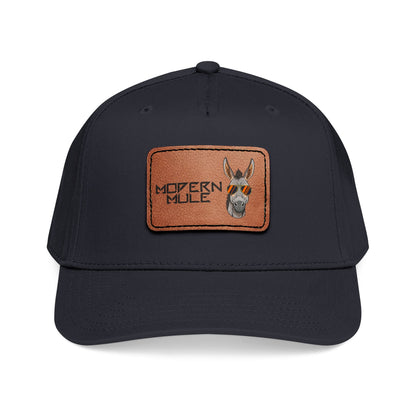 Mid Profile Baseball Cap with Leather Patch (Rectangle)