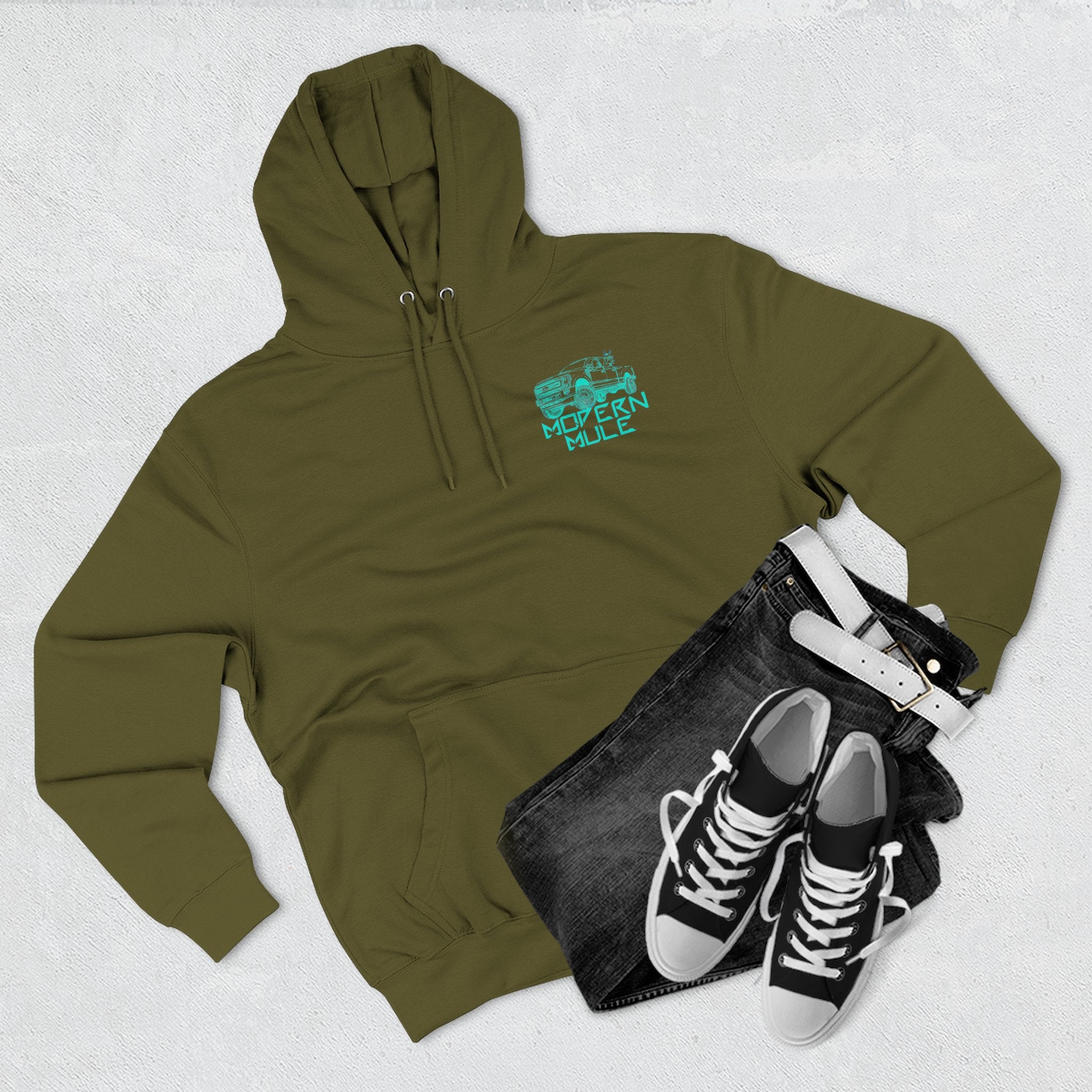 Modern Mule Logo Hoodie — Minimal Graphic Fleece Pullover