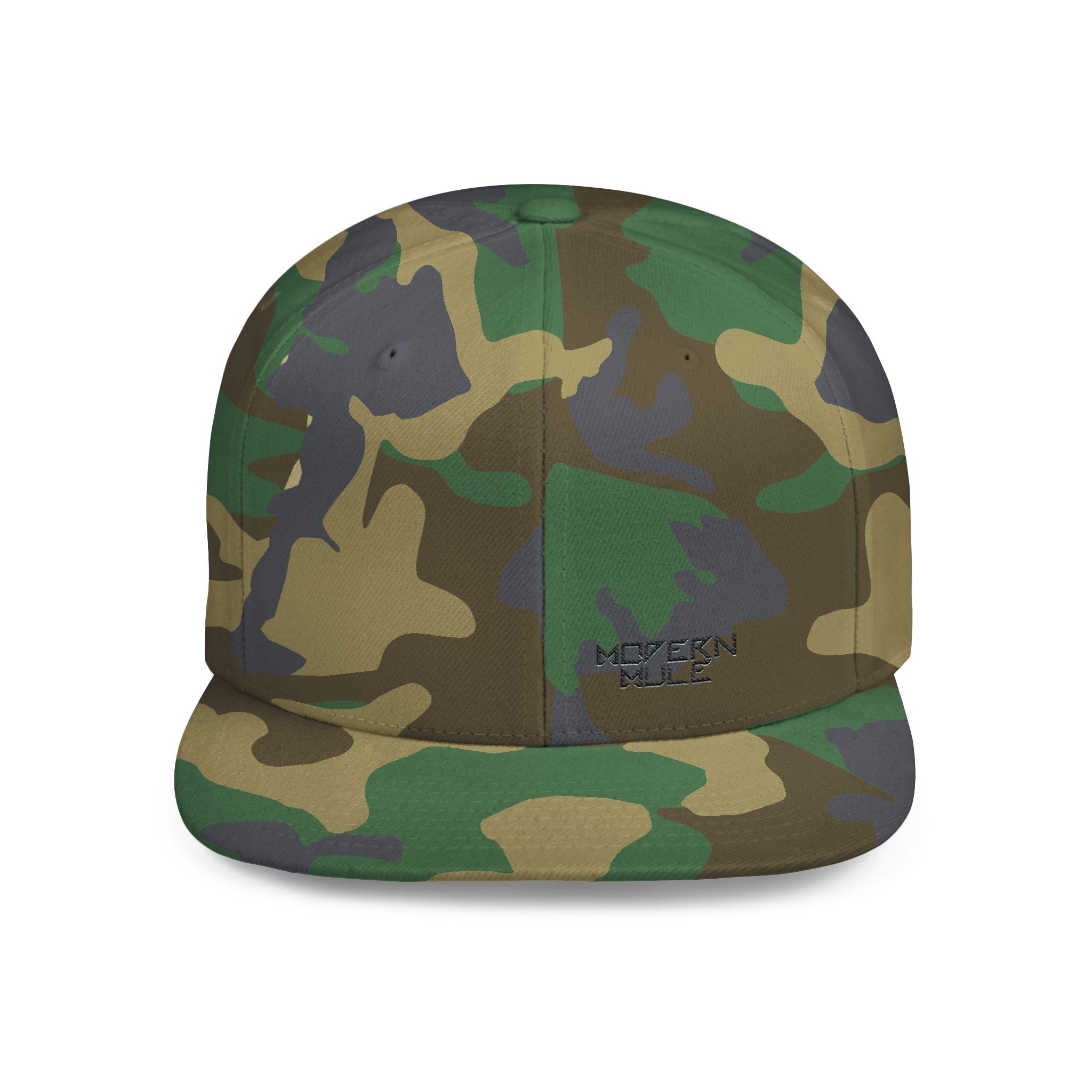 Modern Mule Flat Bill Snapback Hat — Minimal Embroidered Streetwear Cap