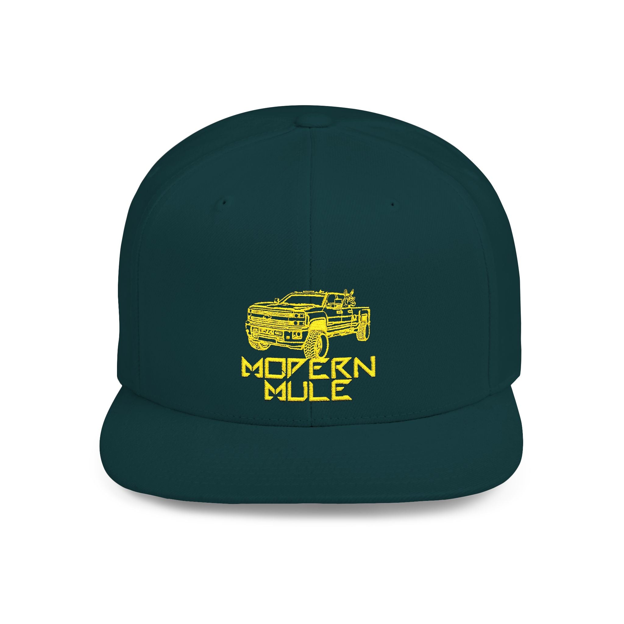 Modern Mule Diesel Truck Lime Green Logo Flat Bill Snapback