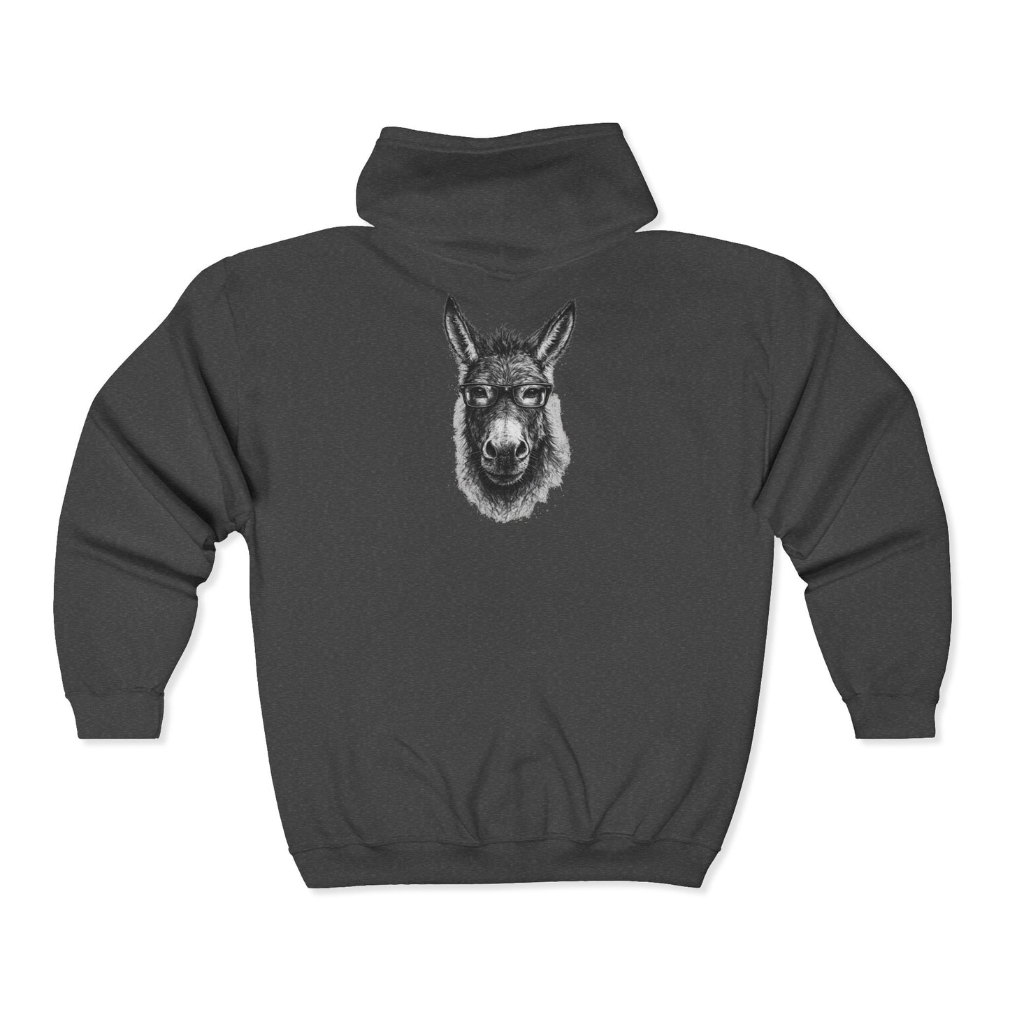 Llama Portrait Zip Hoodie — Realistic Llama Face Full-Zip Sweatshirt