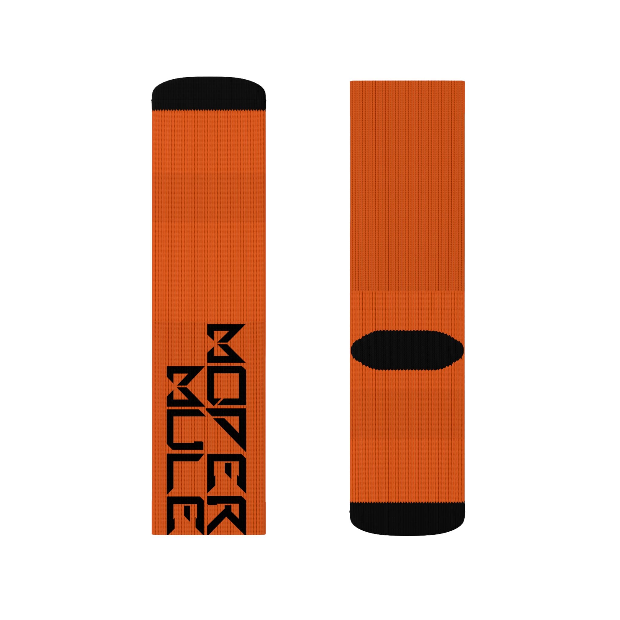 Modern Mule Orange Sublimation Socks — Donkey Graphic Crew Socks