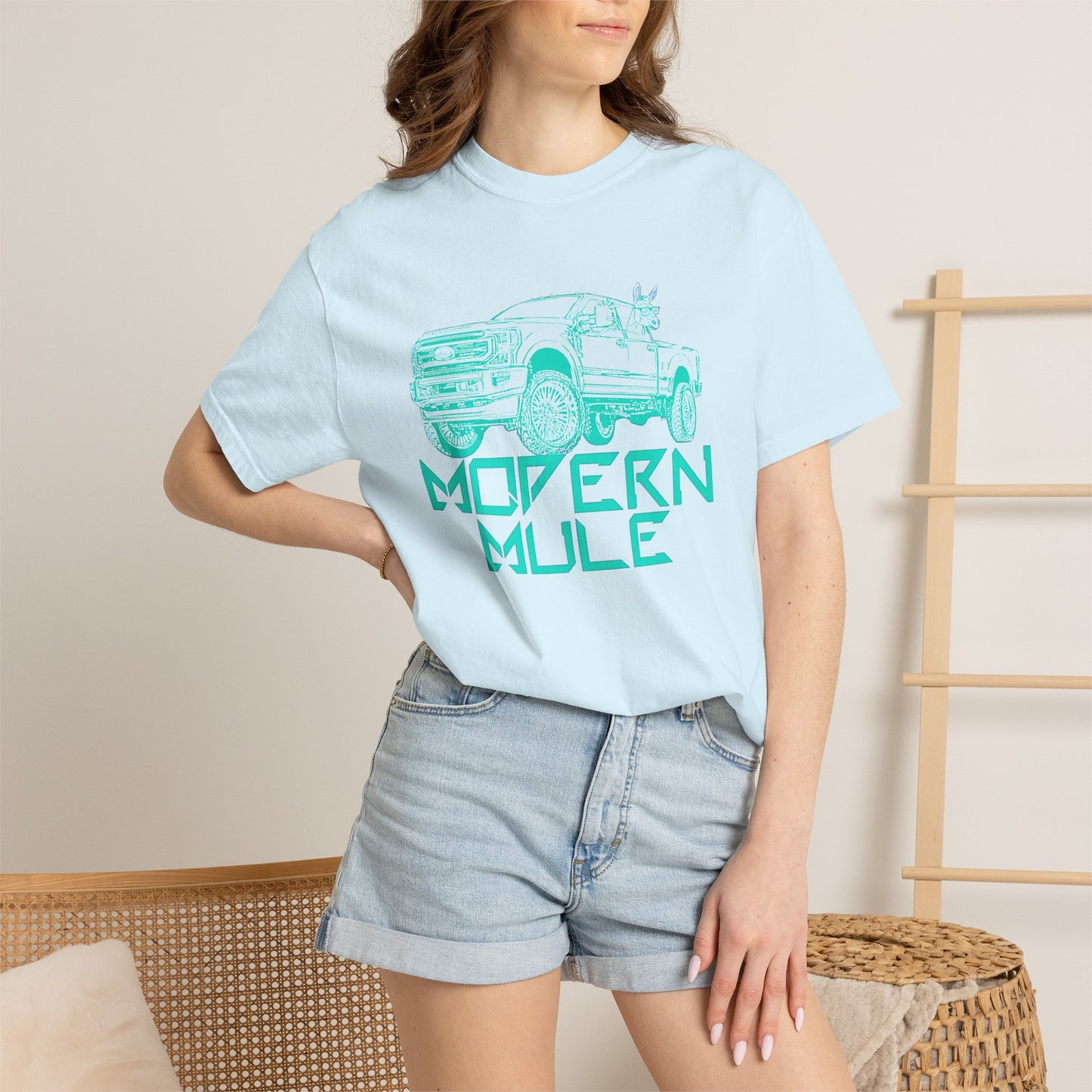 Modern Mule Truck T-Shirt — 'Modern Mule' Graphic Tee with Mini Donkey Back Art