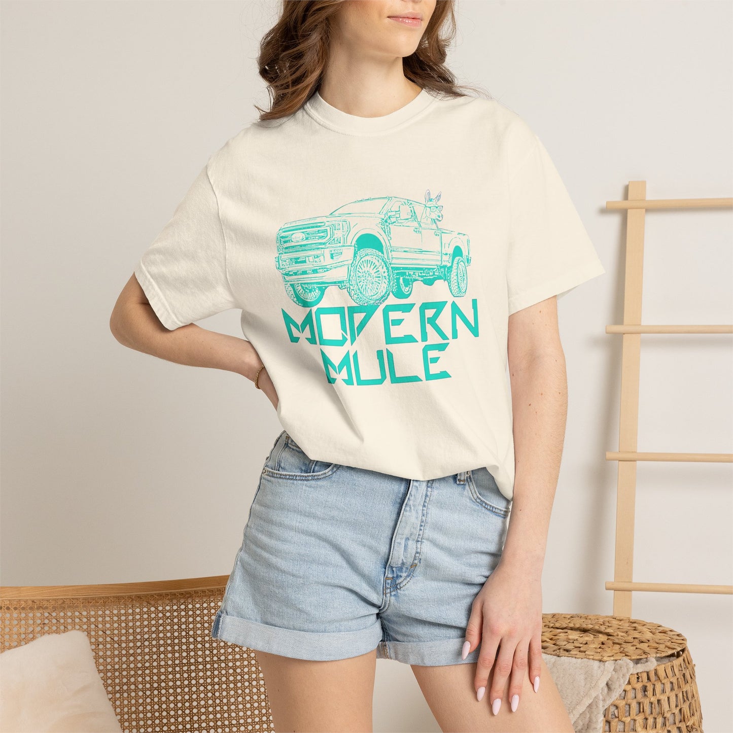 Modern Mule Truck T-Shirt — 'Modern Mule' Graphic Tee with Mini Donkey Back Art