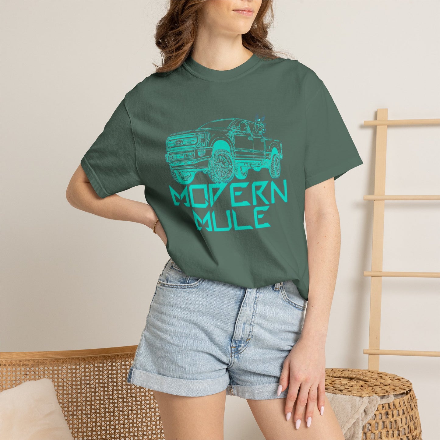 Modern Mule Truck T-Shirt — 'Modern Mule' Graphic Tee with Mini Donkey Back Art