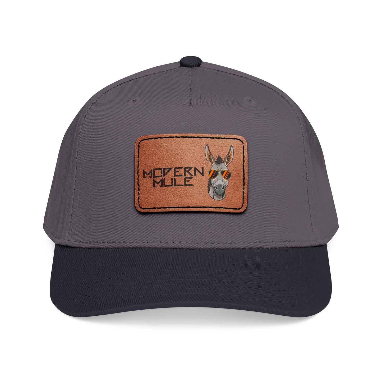 Mid Profile Baseball Cap with Leather Patch (Rectangle)
