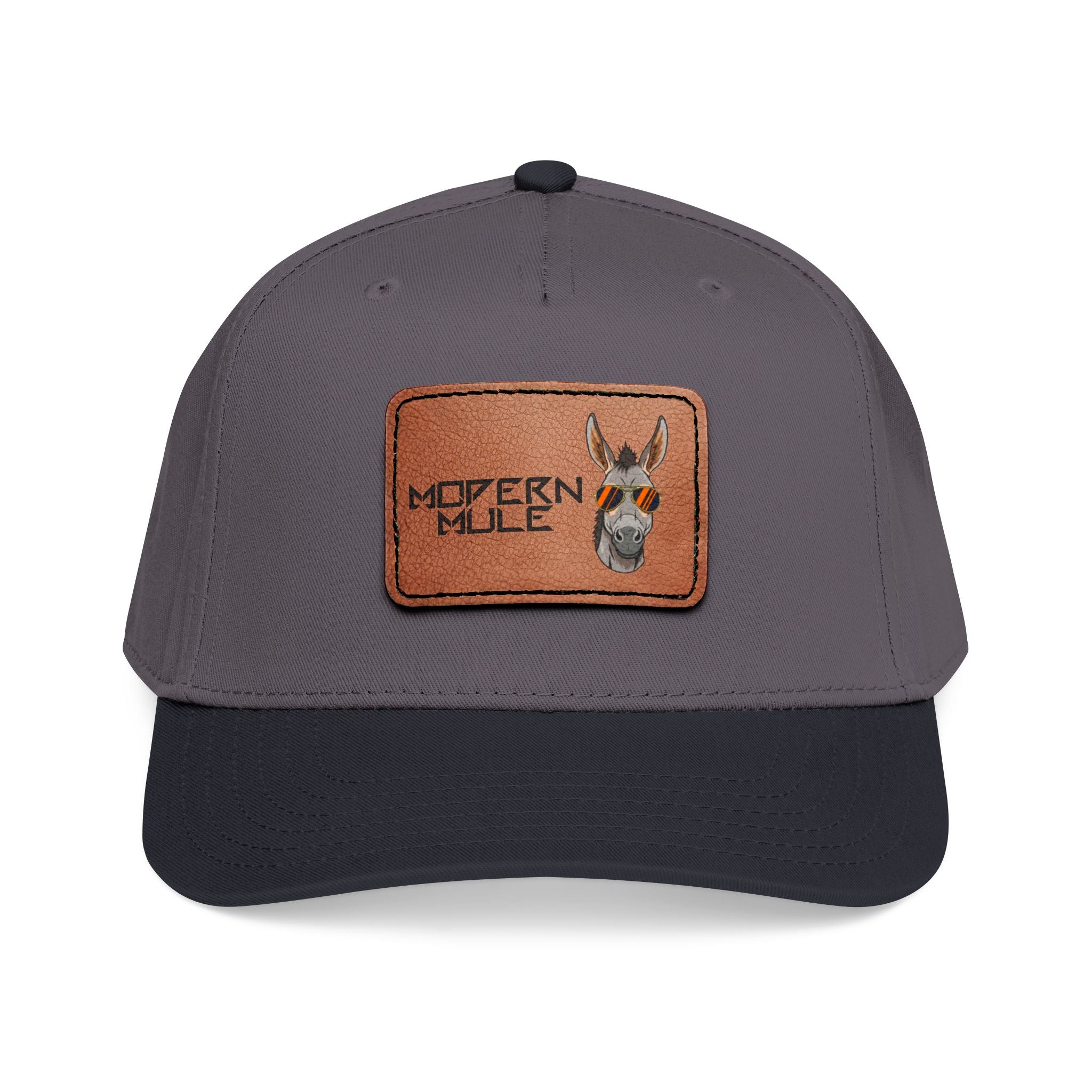 Mid Profile Baseball Cap with Leather Patch (Rectangle)