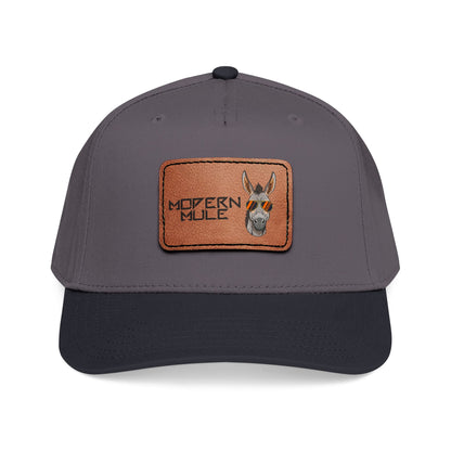 Mid Profile Baseball Cap with Leather Patch (Rectangle)