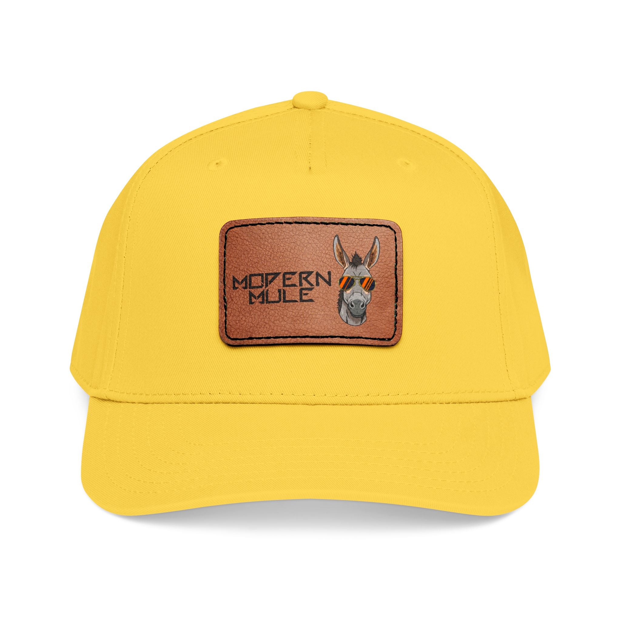 Mid Profile Baseball Cap with Leather Patch (Rectangle)