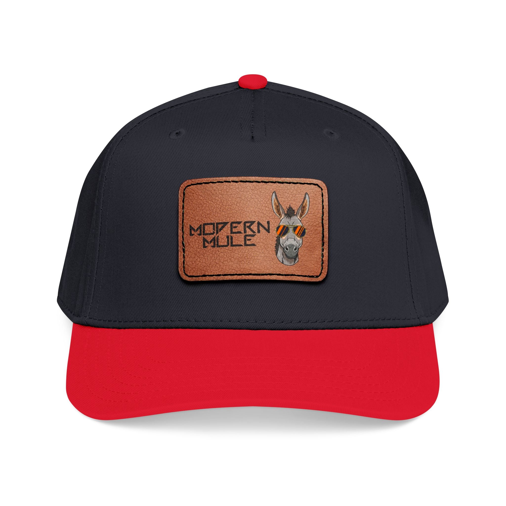 Mid Profile Baseball Cap with Leather Patch (Rectangle)