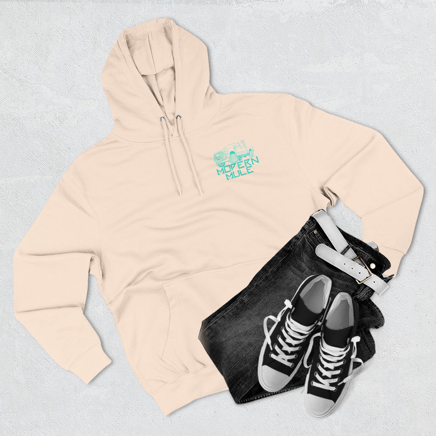 Modern Mule Logo Hoodie — Minimal Graphic Fleece Pullover