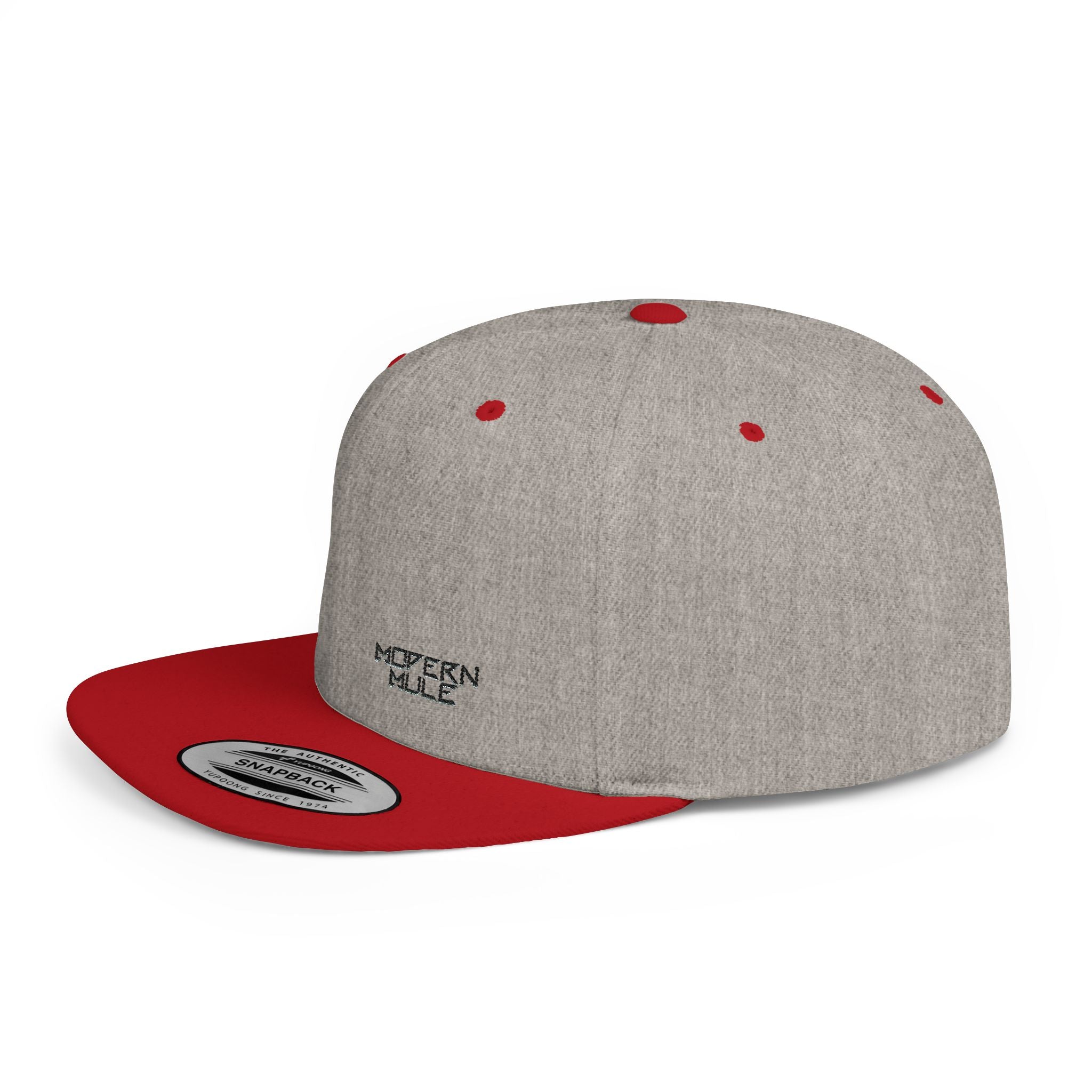 Modern Mule Flat Bill Snapback Hat — Minimal Embroidered Streetwear Cap