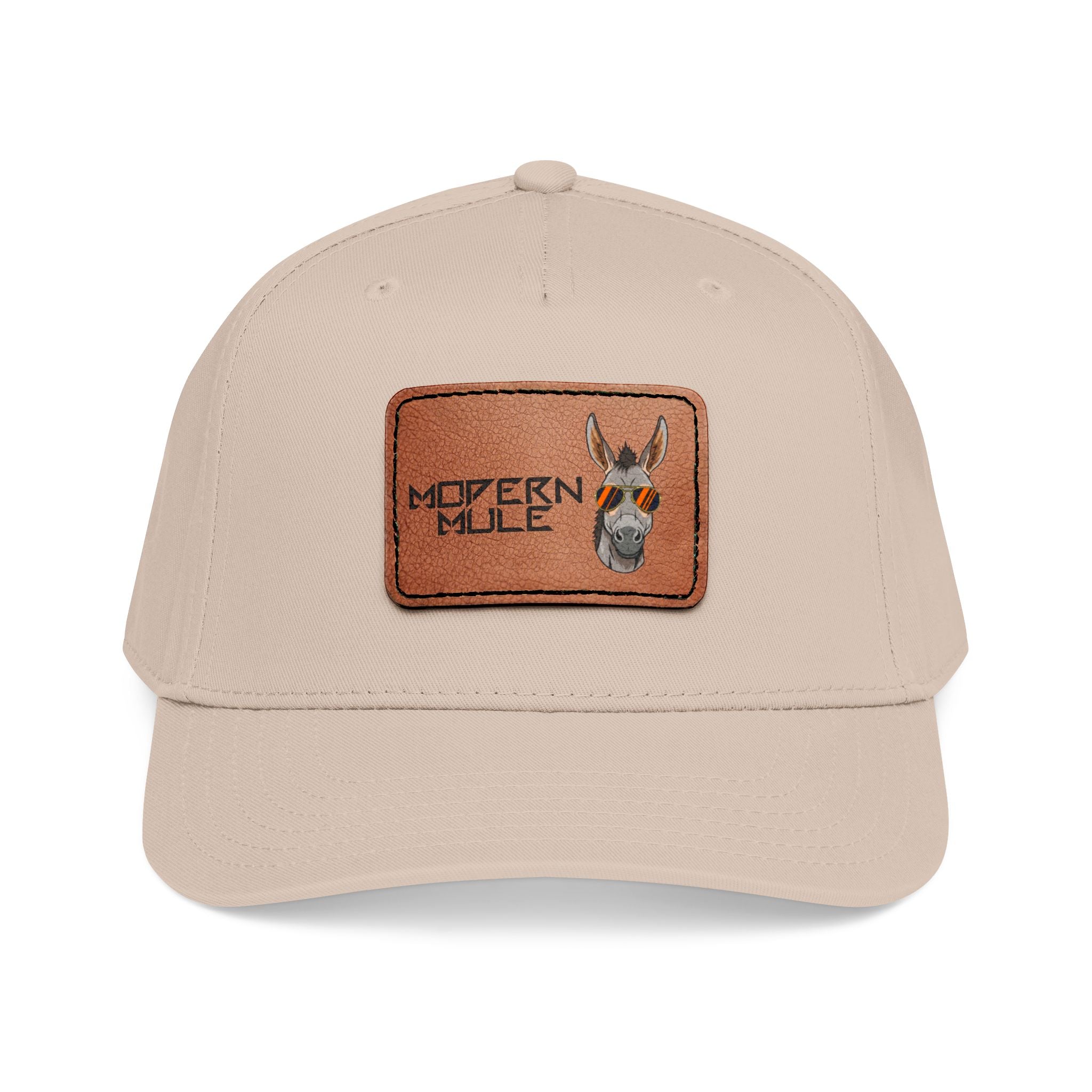 Mid Profile Baseball Cap with Leather Patch (Rectangle)