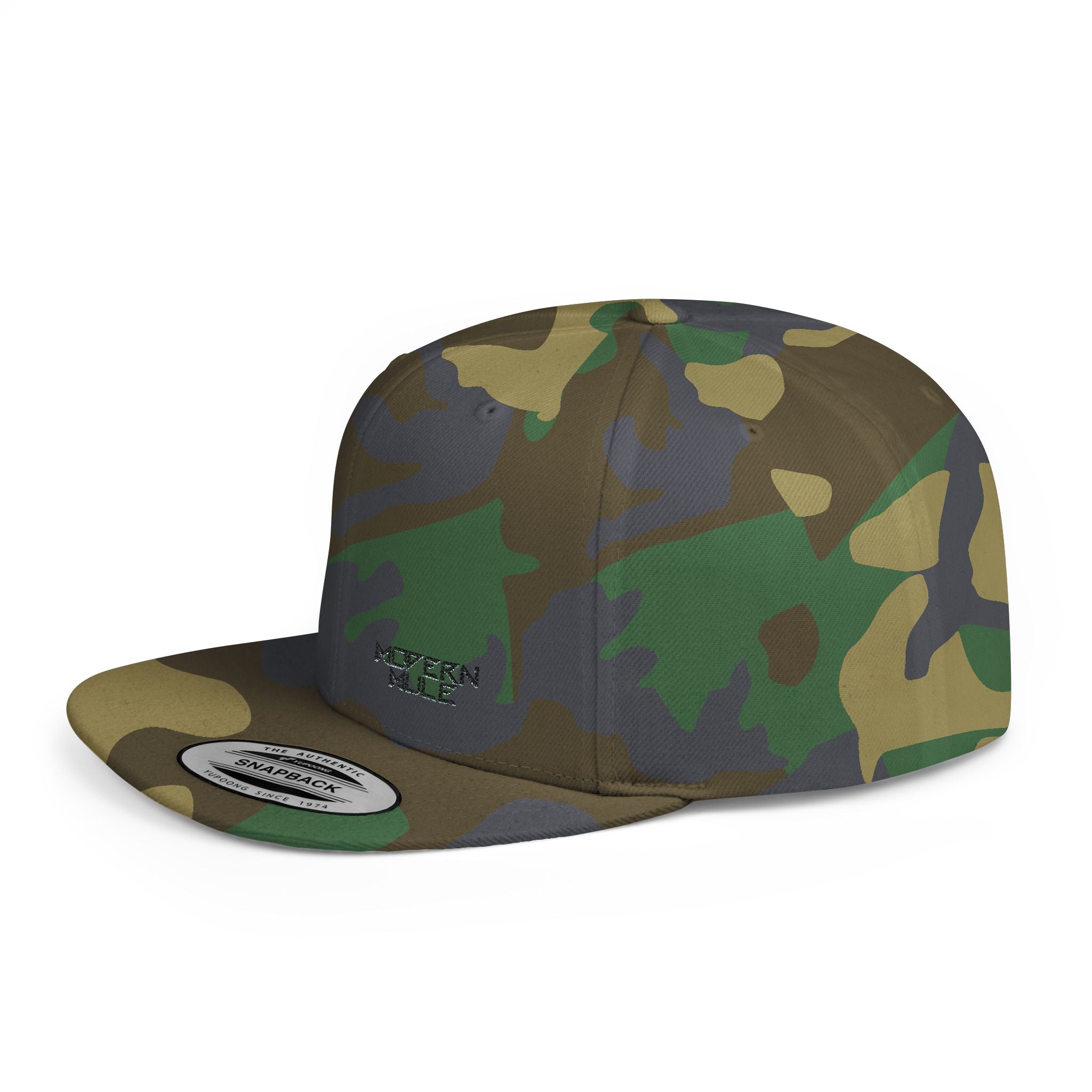 Modern Mule Flat Bill Snapback Hat — Minimal Embroidered Streetwear Cap