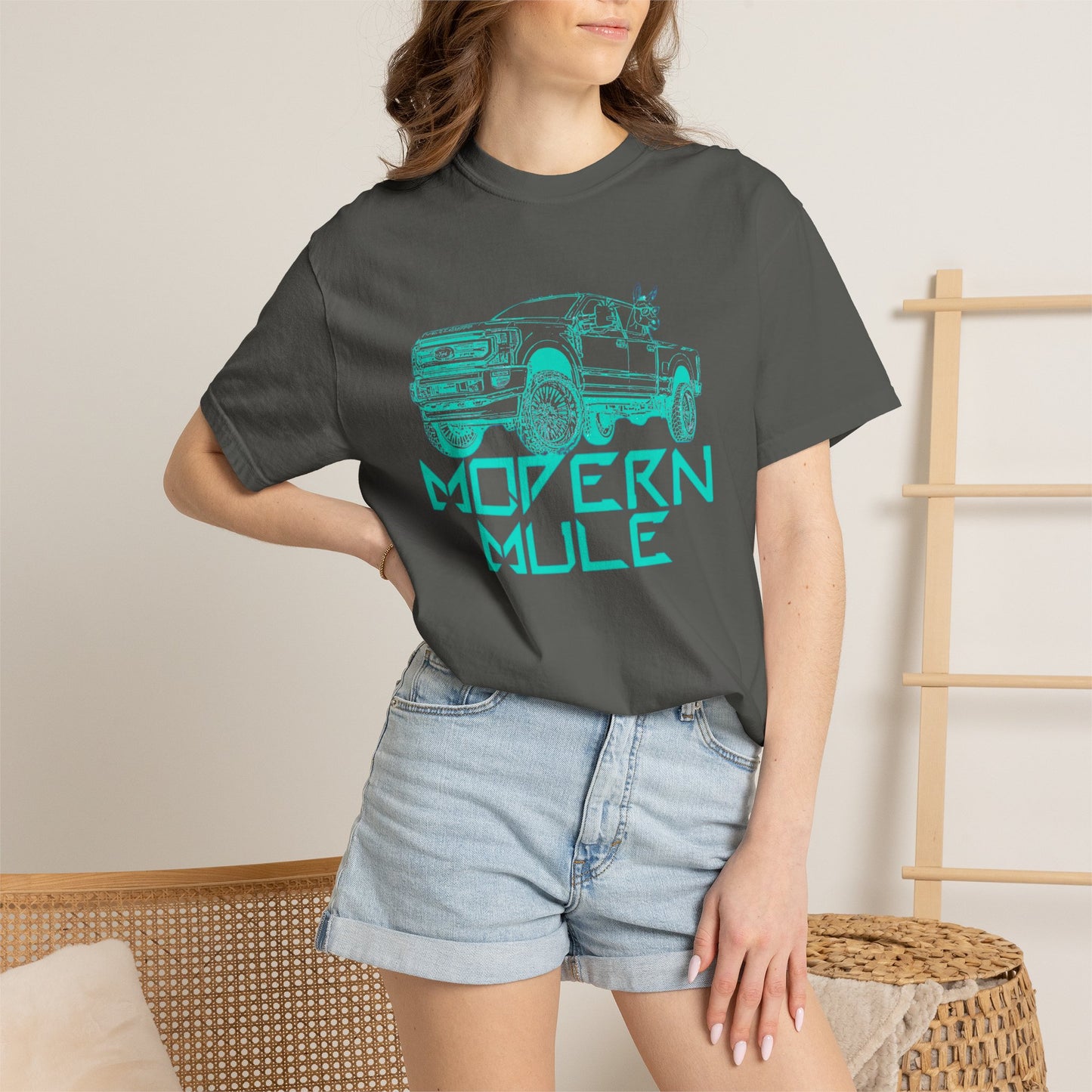 Modern Mule Truck T-Shirt — 'Modern Mule' Graphic Tee with Mini Donkey Back Art