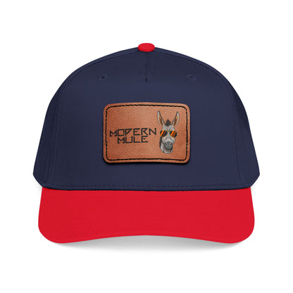 Mid Profile Baseball Cap with Leather Patch (Rectangle)