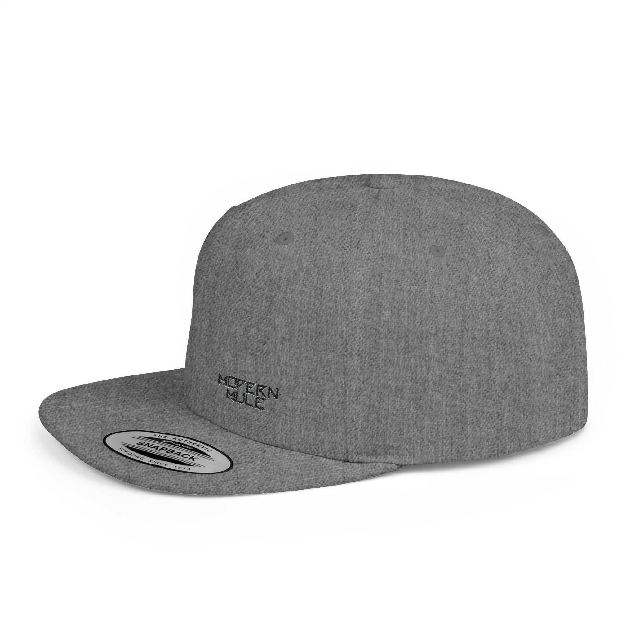 Modern Mule Flat Bill Snapback Hat — Minimal Embroidered Streetwear Cap