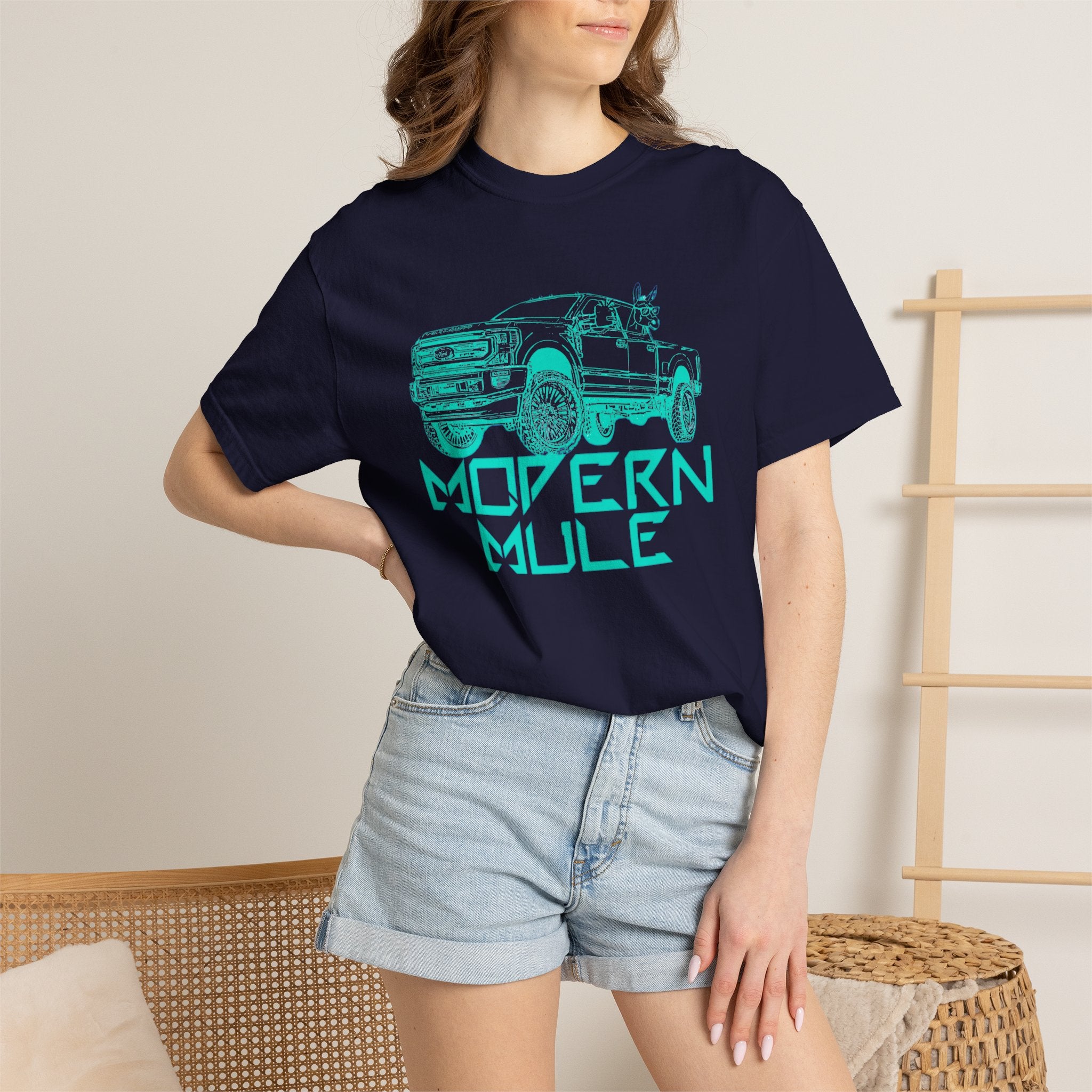 Modern Mule Truck T-Shirt — 'Modern Mule' Graphic Tee with Mini Donkey Back Art