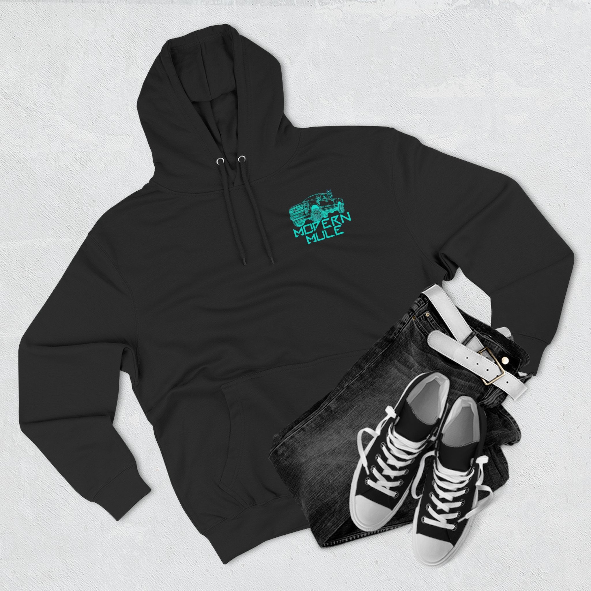 Modern Mule Logo Hoodie — Minimal Graphic Fleece Pullover