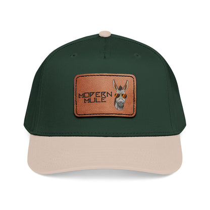 Mid Profile Baseball Cap with Leather Patch (Rectangle)