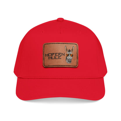 Mid Profile Baseball Cap with Leather Patch (Rectangle)