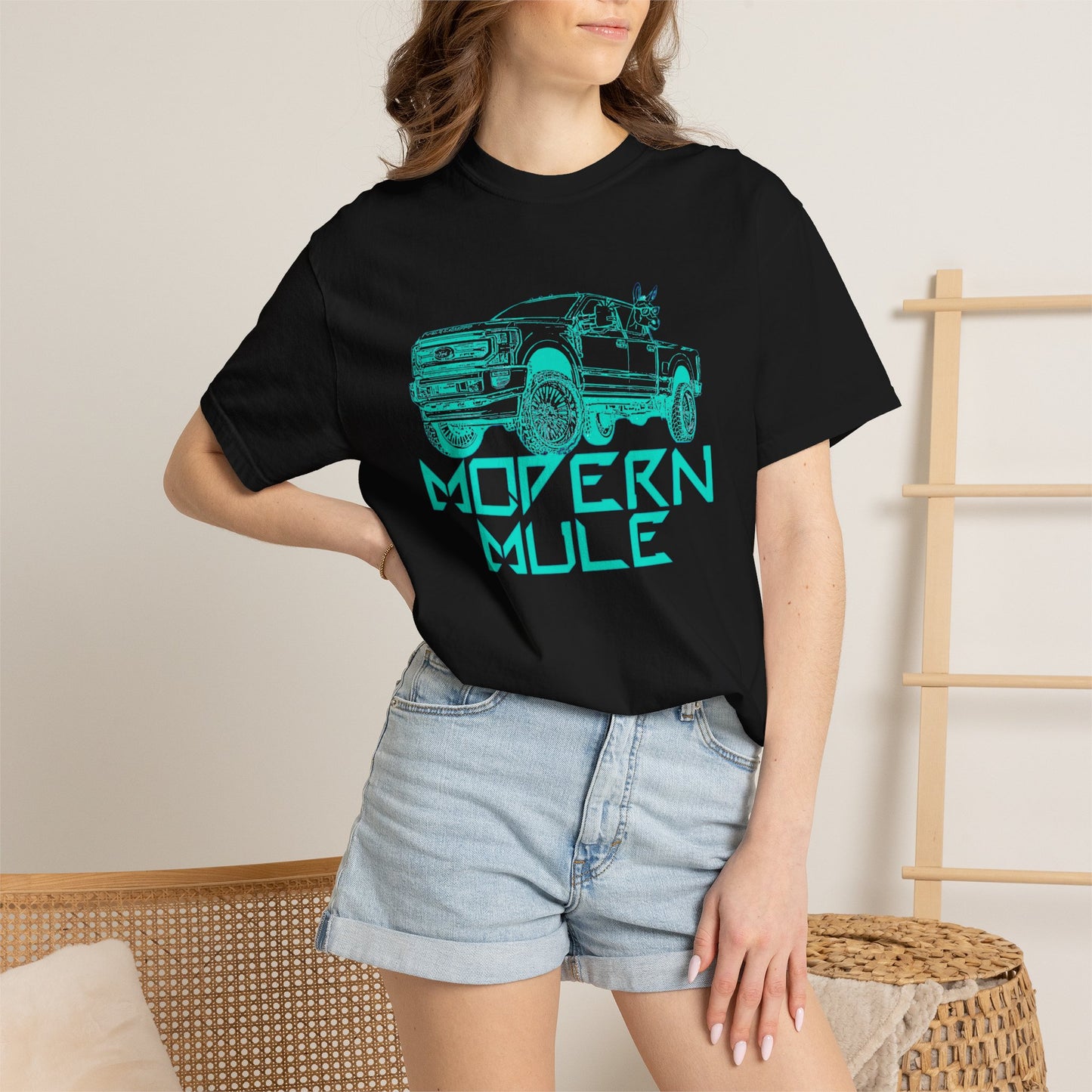 Modern Mule Truck T-Shirt — 'Modern Mule' Graphic Tee with Mini Donkey Back Art
