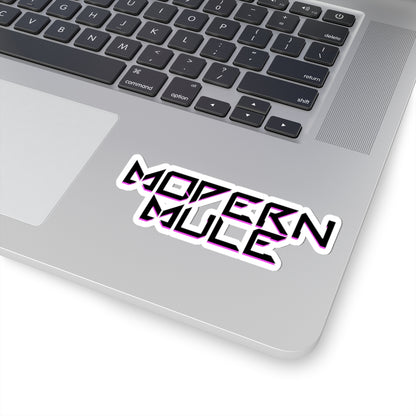 Modern Mule Kiss-Cut Sticker — Retro Futuristic Logo Decal for Laptops & Gear