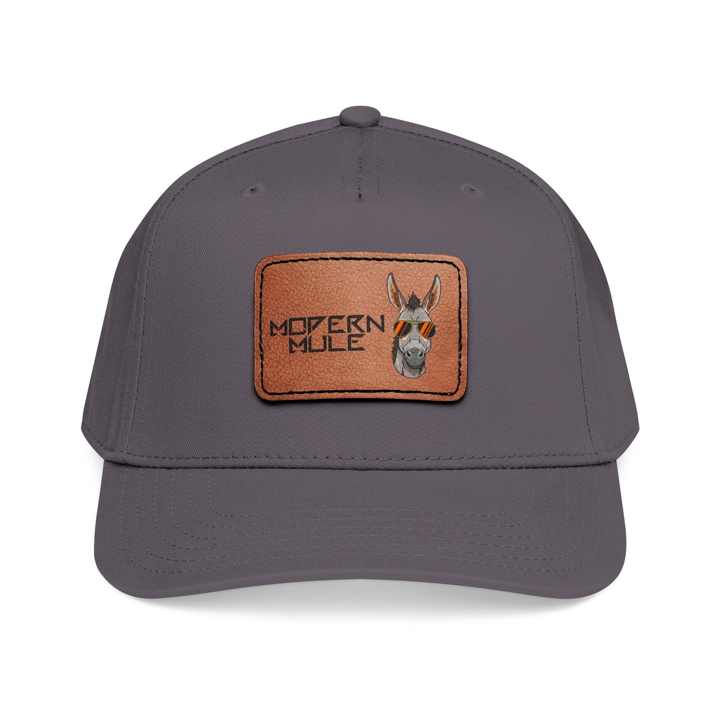 Mid Profile Baseball Cap with Leather Patch (Rectangle)
