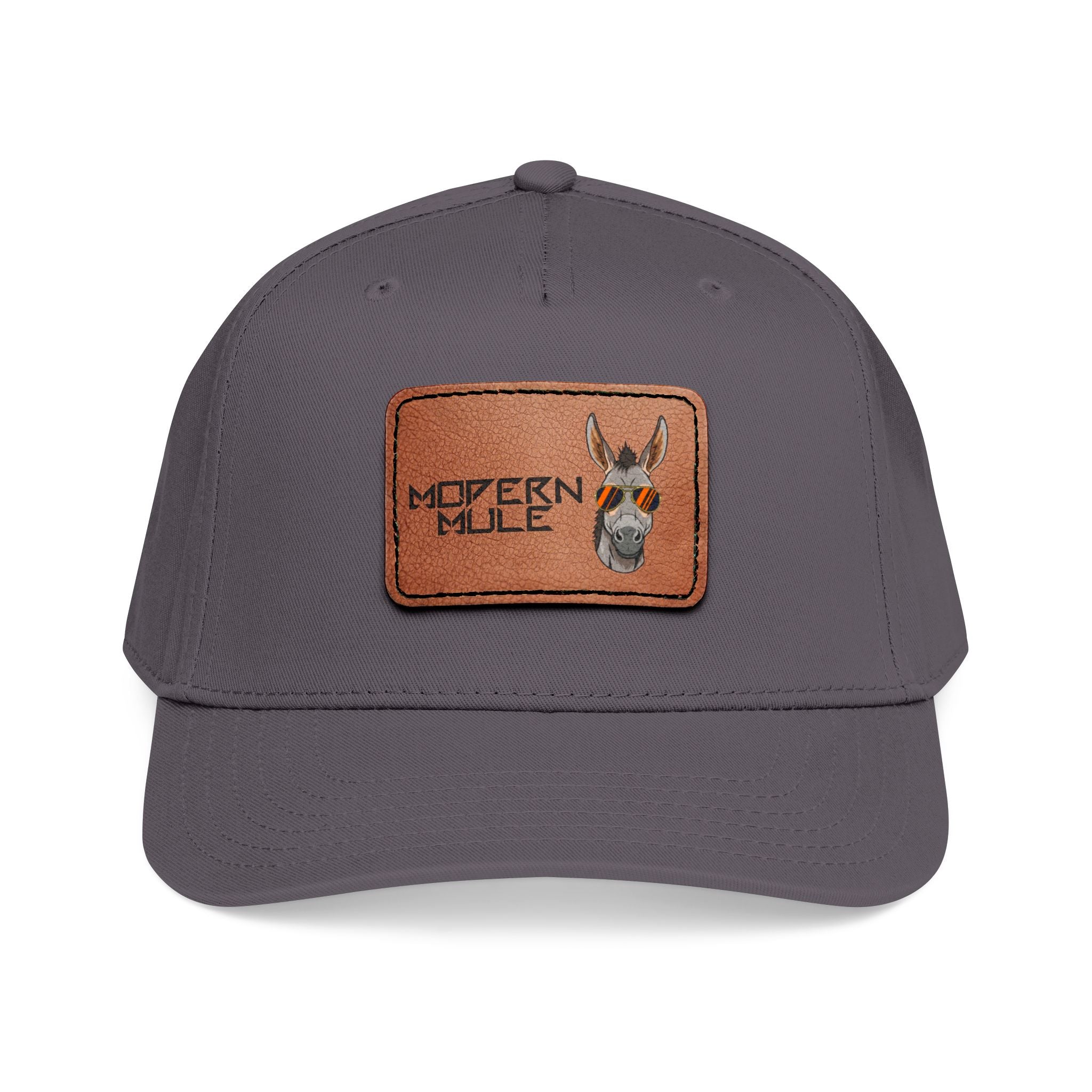 Mid Profile Baseball Cap with Leather Patch (Rectangle)