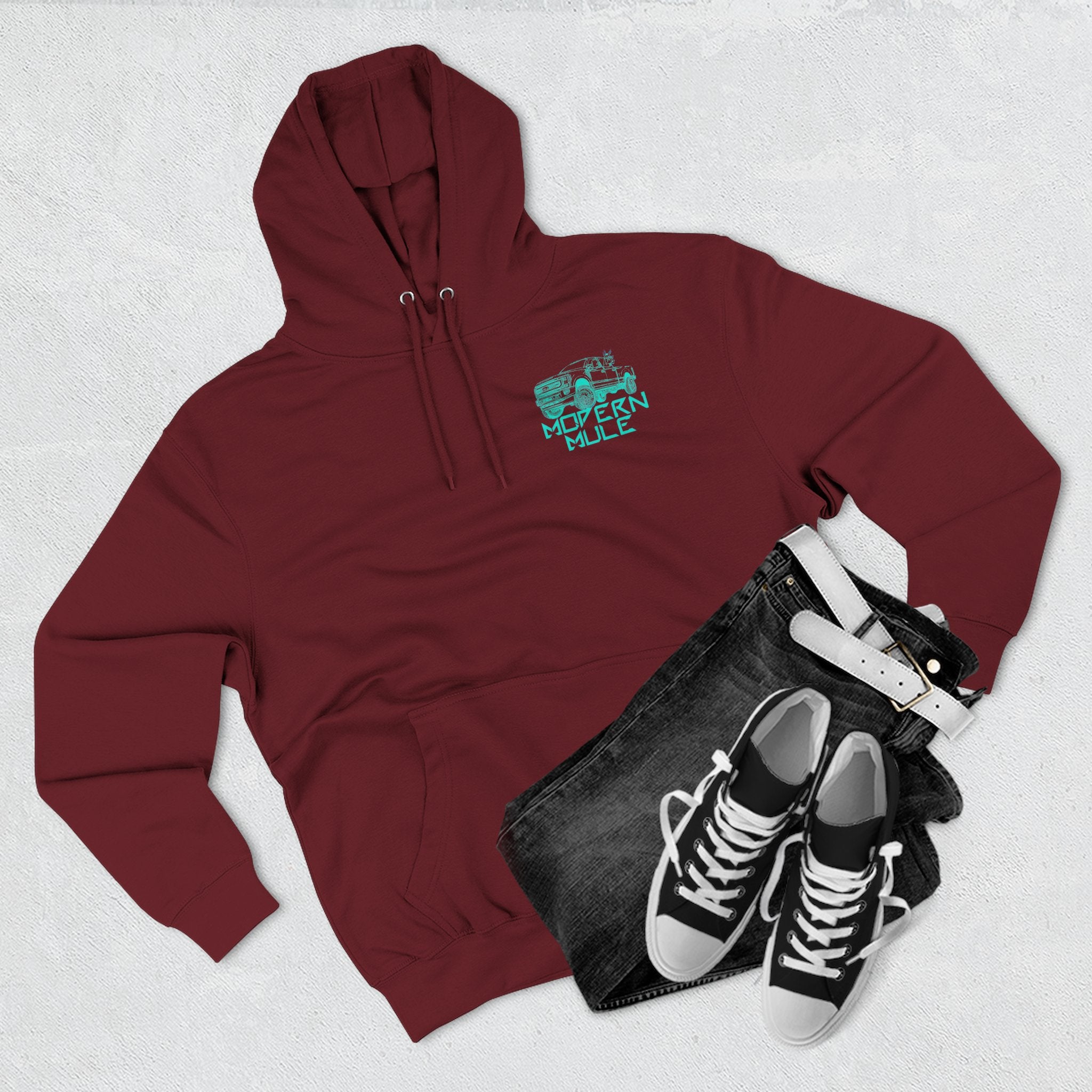 Modern Mule Logo Hoodie — Minimal Graphic Fleece Pullover