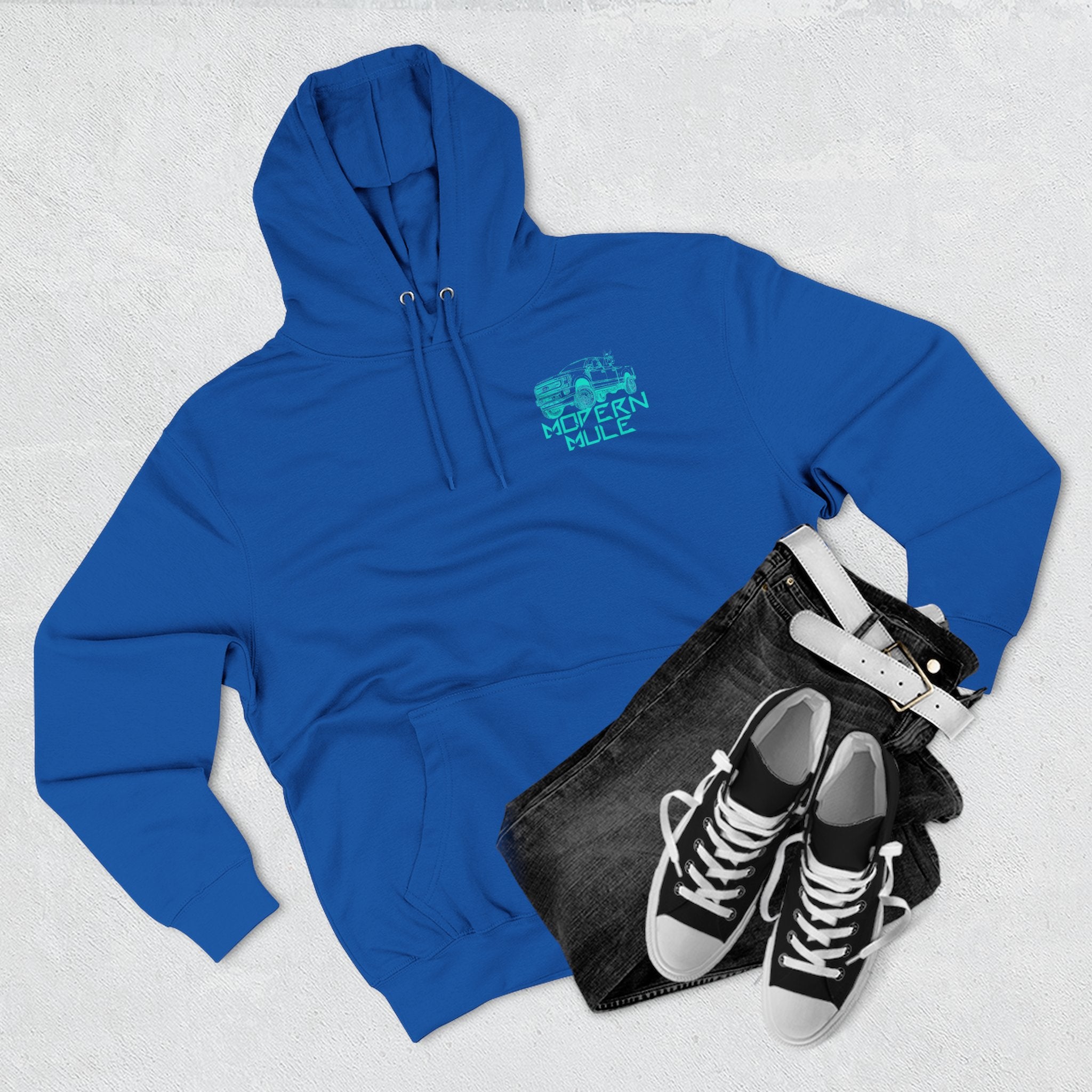 Modern Mule Logo Hoodie — Minimal Graphic Fleece Pullover