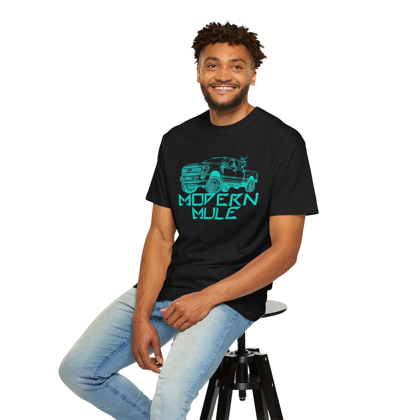 Modern Mule Truck T-Shirt — 'Modern Mule' Graphic Tee with Mini Donkey Back Art