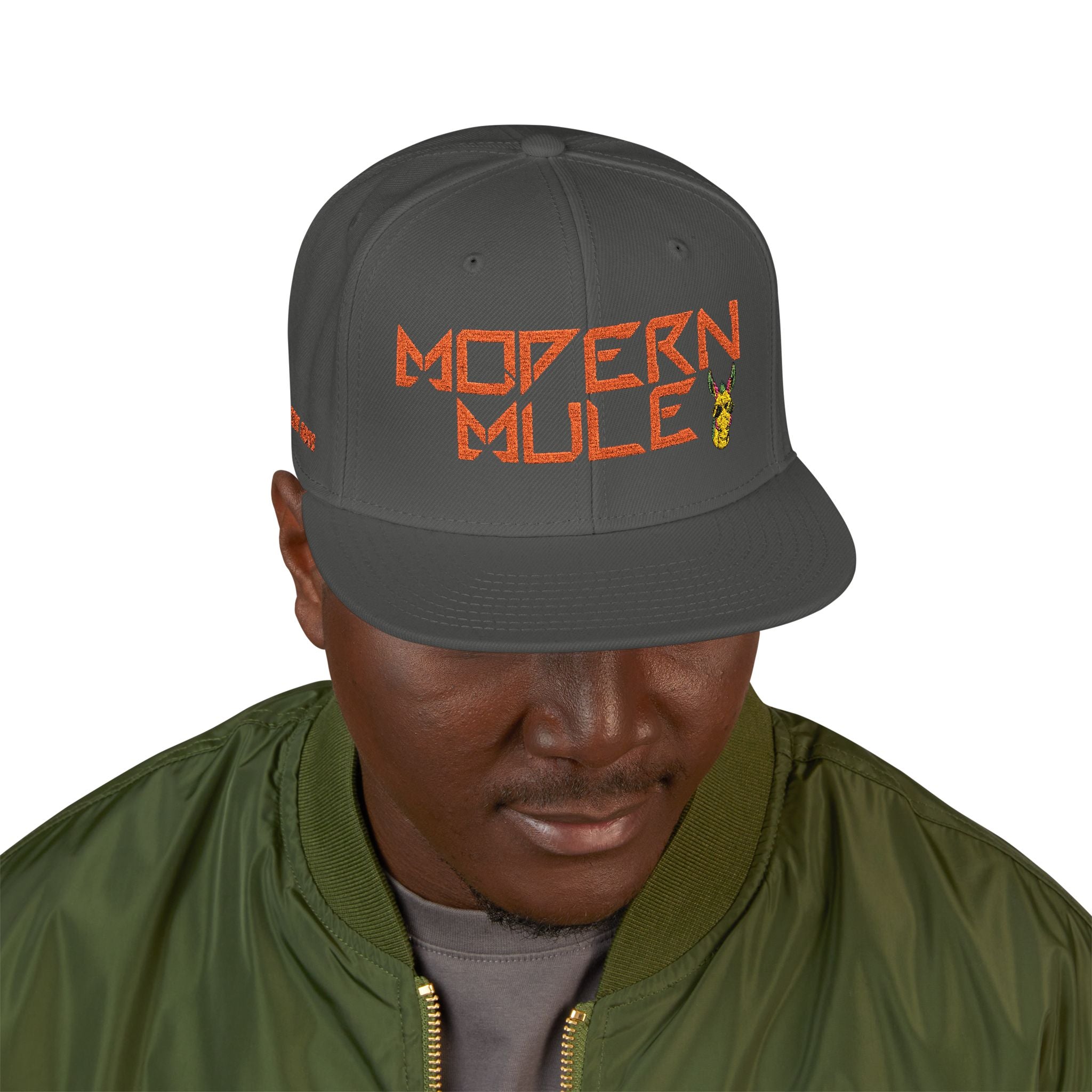Snapback Hat — "Modern Mule Haulin' Auss" Embroidered Diesel Truck Design