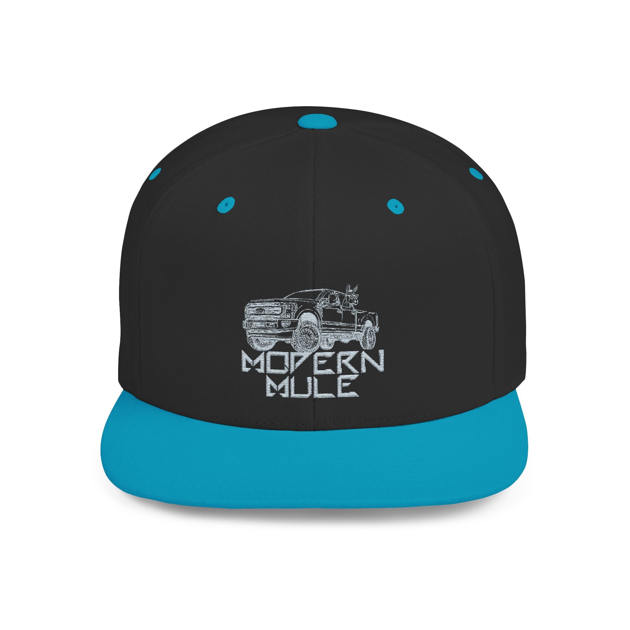 Teal Emblem Ford Diesel Truck Flat Bill Snapback — "Modern Mule"