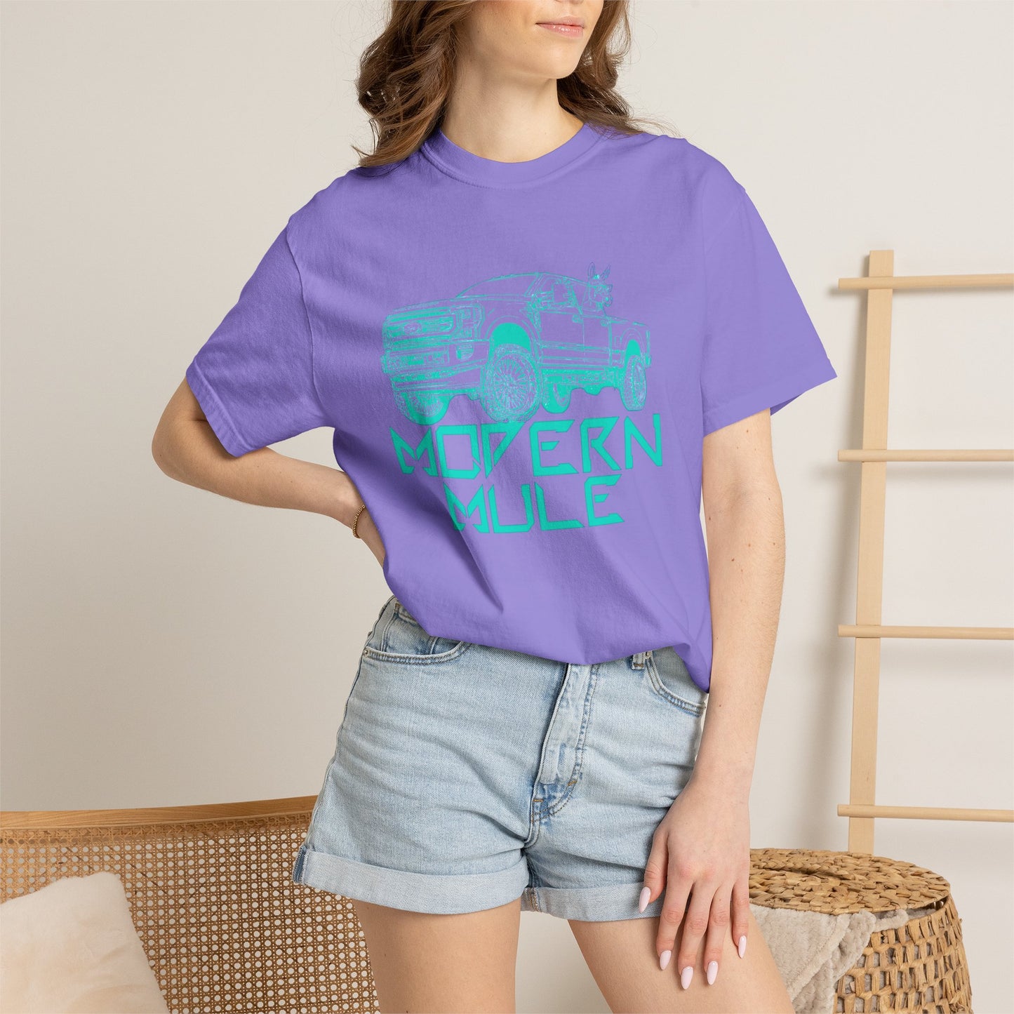 Modern Mule Truck T-Shirt — 'Modern Mule' Graphic Tee with Mini Donkey Back Art