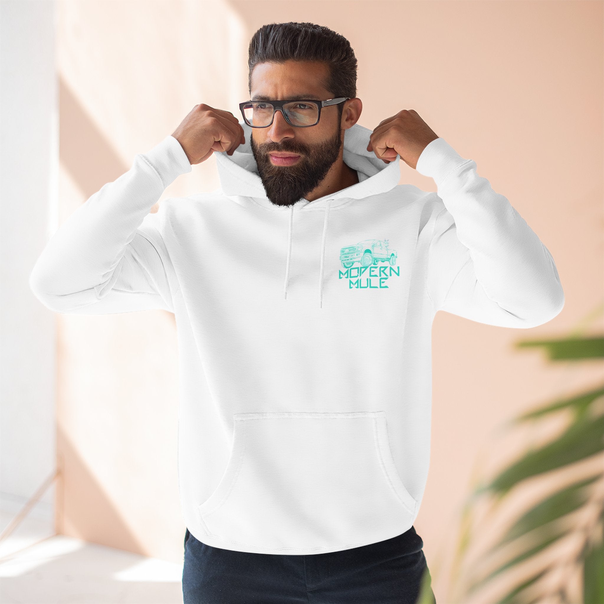 Modern Mule Logo Hoodie — Minimal Graphic Fleece Pullover