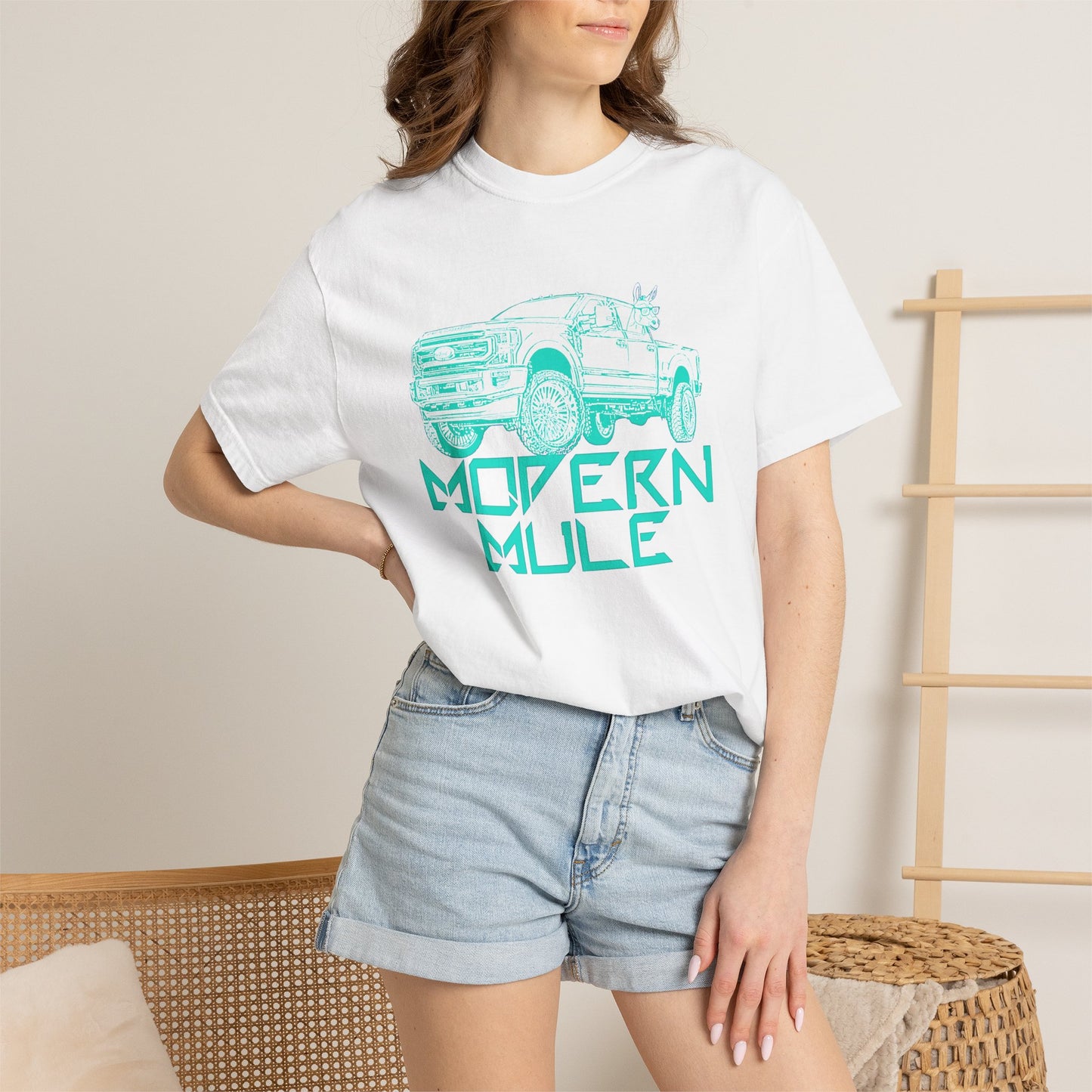 Modern Mule Truck T-Shirt — 'Modern Mule' Graphic Tee with Mini Donkey Back Art