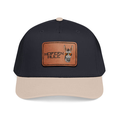 Mid Profile Baseball Cap with Leather Patch (Rectangle)