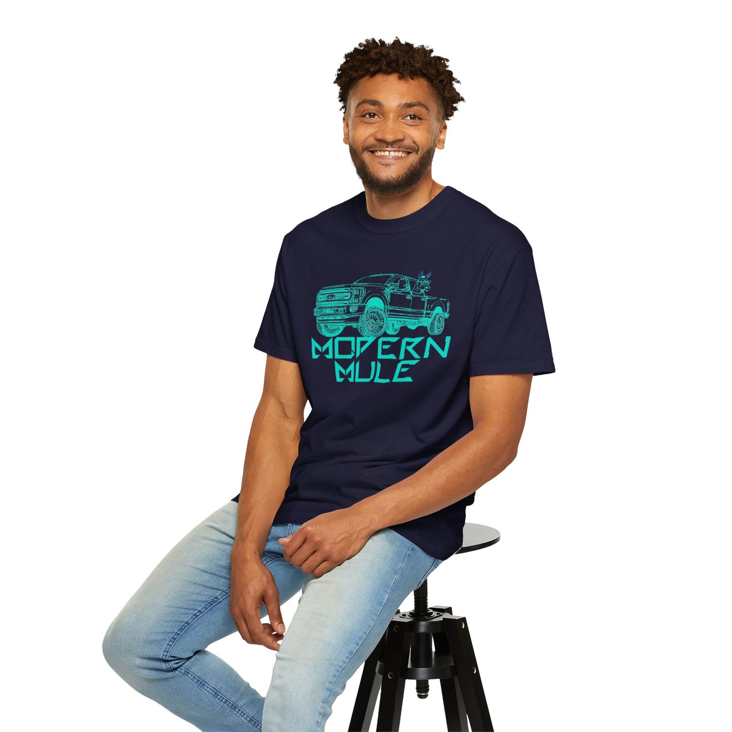 Modern Mule Truck T-Shirt — 'Modern Mule' Graphic Tee with Mini Donkey Back Art