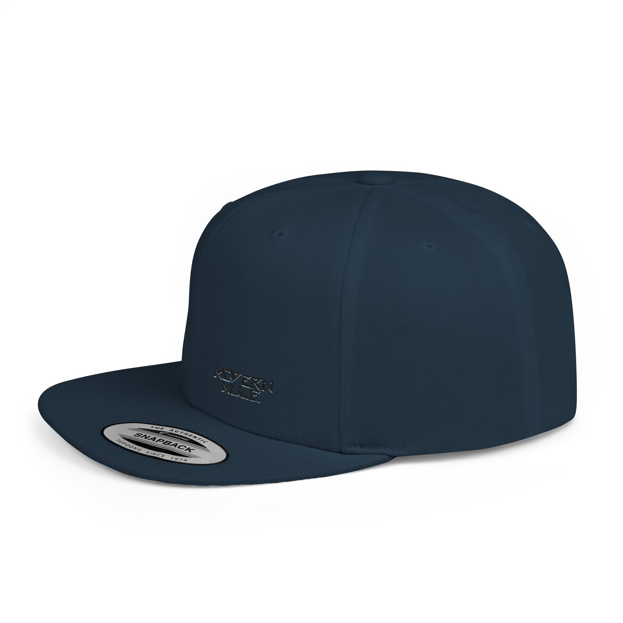 Modern Mule Flat Bill Snapback Hat — Minimal Embroidered Streetwear Cap
