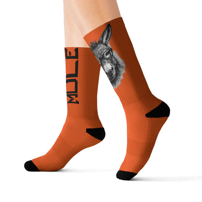 Modern Mule Orange Sublimation Socks — Donkey Graphic Crew Socks