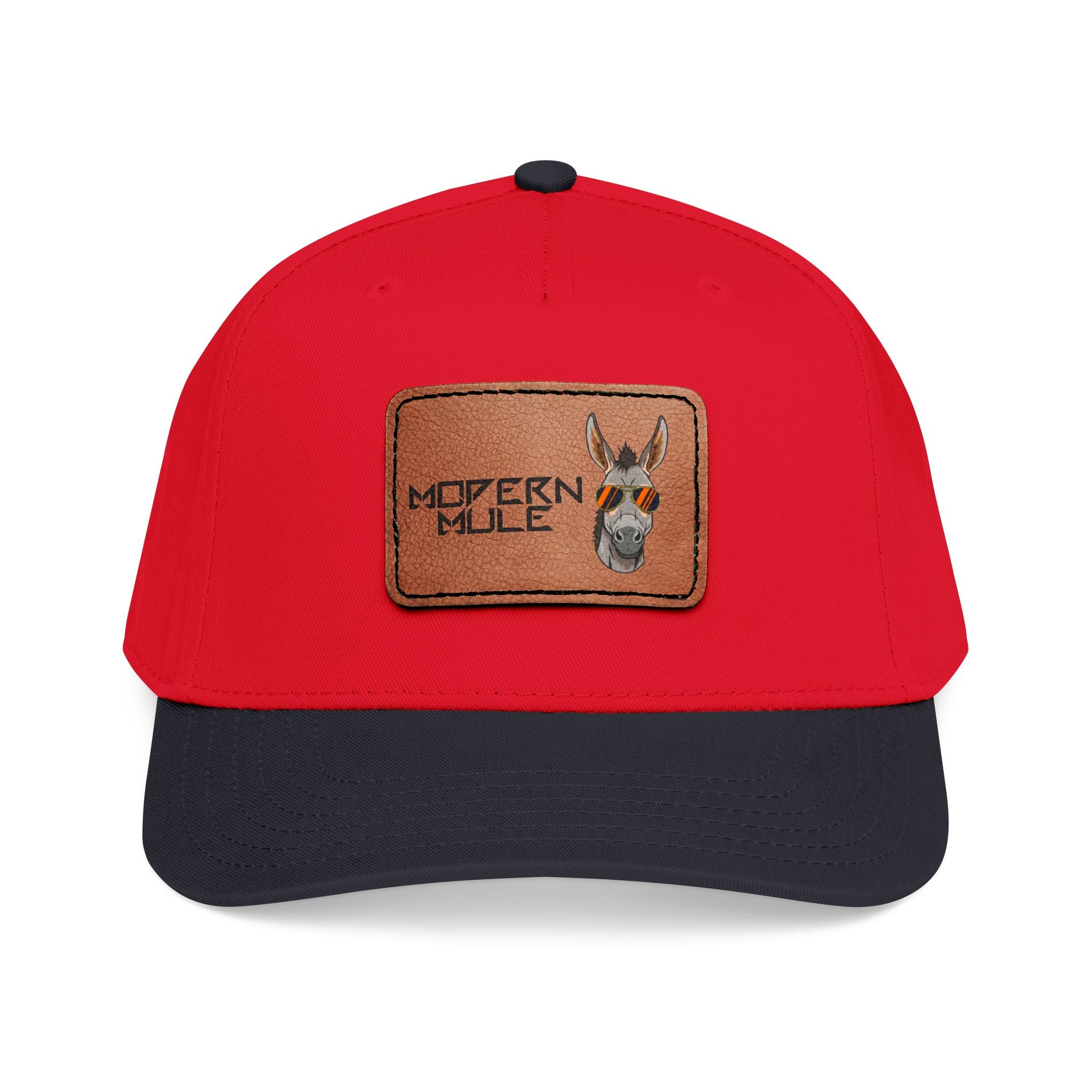 Mid Profile Baseball Cap with Leather Patch (Rectangle)