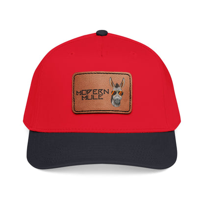 Mid Profile Baseball Cap with Leather Patch (Rectangle)