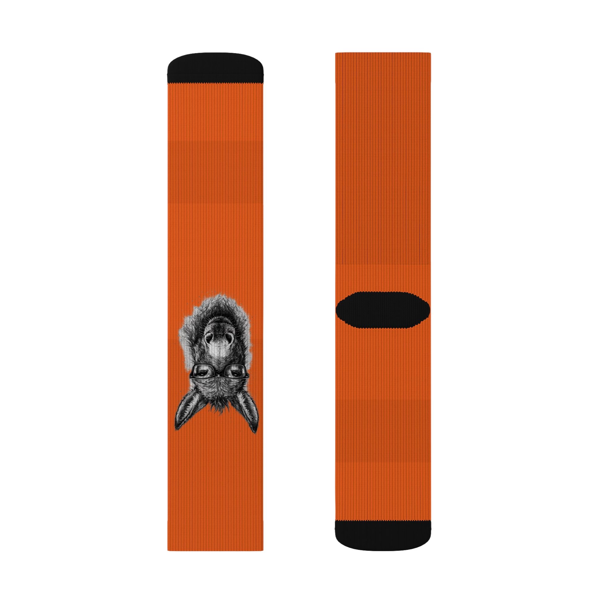 Modern Mule Orange Sublimation Socks — Donkey Graphic Crew Socks