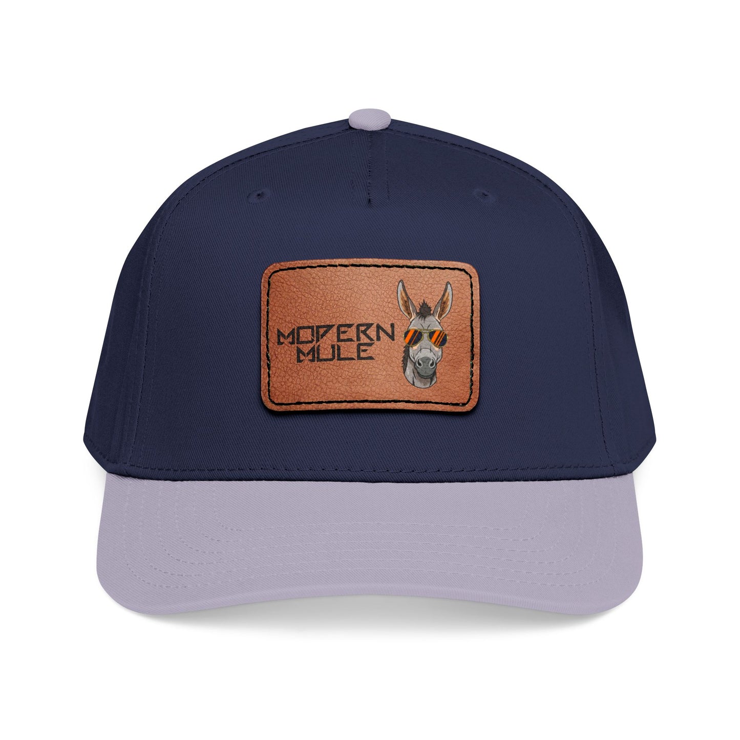 Mid Profile Baseball Cap with Leather Patch (Rectangle)