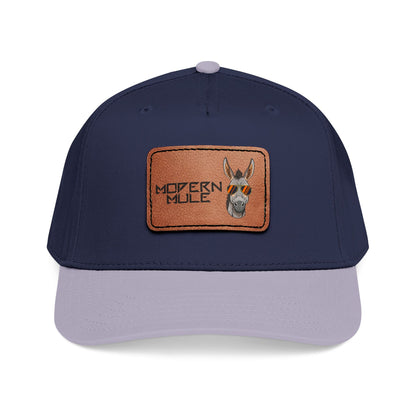Mid Profile Baseball Cap with Leather Patch (Rectangle)