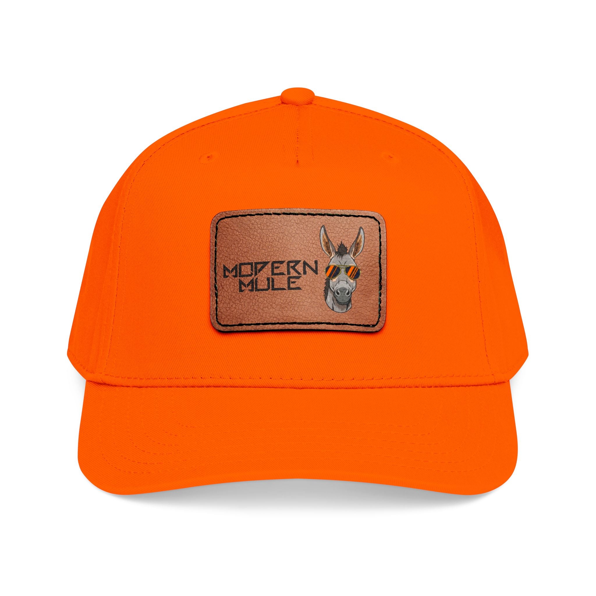 Mid Profile Baseball Cap with Leather Patch (Rectangle)